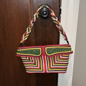 Vintage 1940s colorful telephone phone cord purse bag gorgeous condition MCM